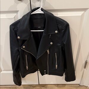 Blank NYC Black Leather Jacket with Silver Accents